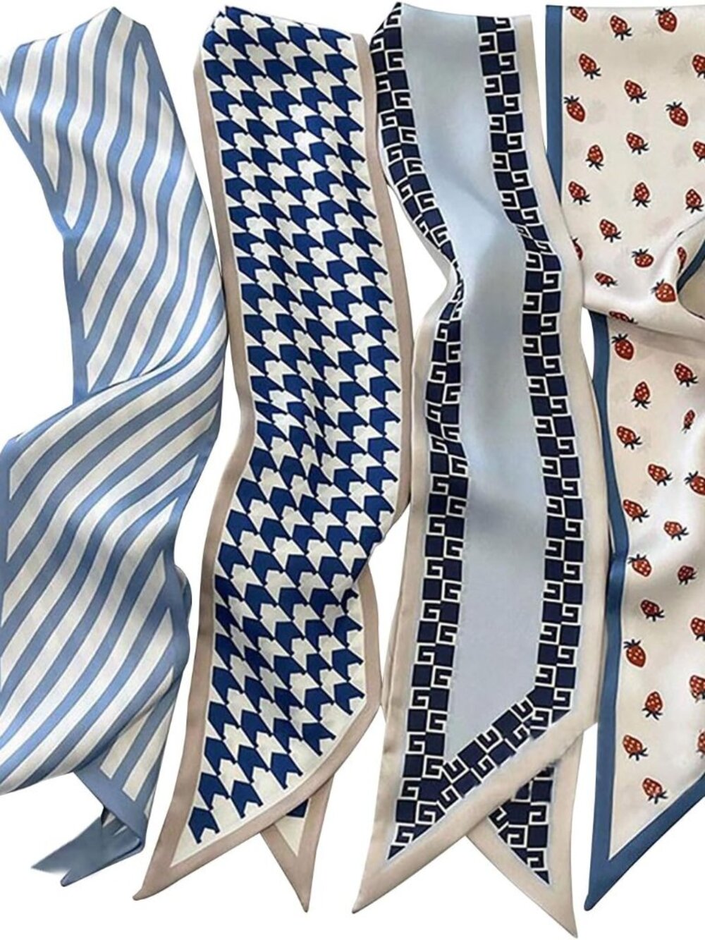 4Pcs Fashion Scarves for Women, Multifunctional Boho Scarves Headbands Satin Sca